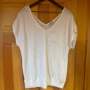 Express Sheer White Heathered V Neck Dolman Sleeve Top Size M